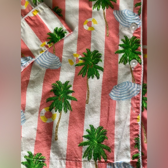 Sant And Abel Gray Malin 100% Cotton PJ Pant Pajama Set Small Striped Palm $198 - Picture 3 of 13